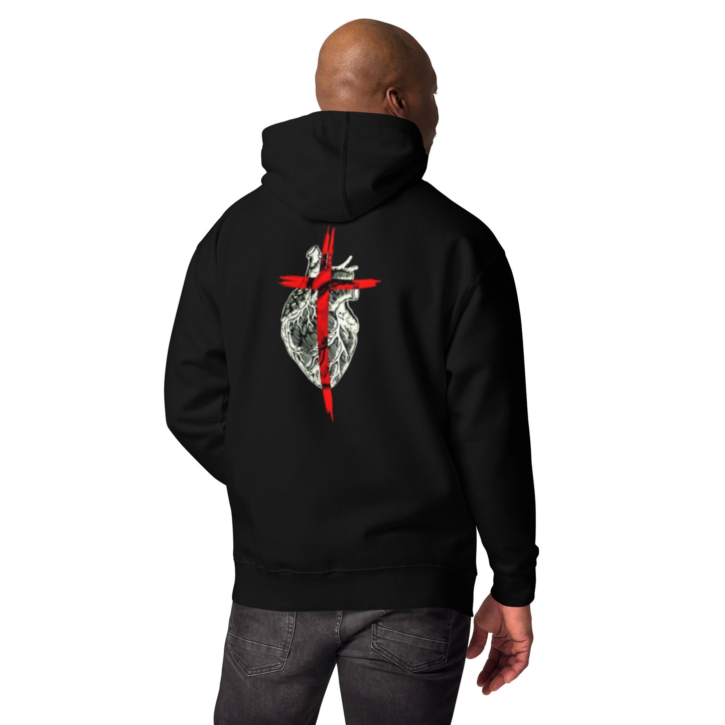 Sudadera con capucha Back Heart Cross Black - Hombre