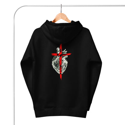 Sudadera con capucha Back Heart Cross Black - Mujer