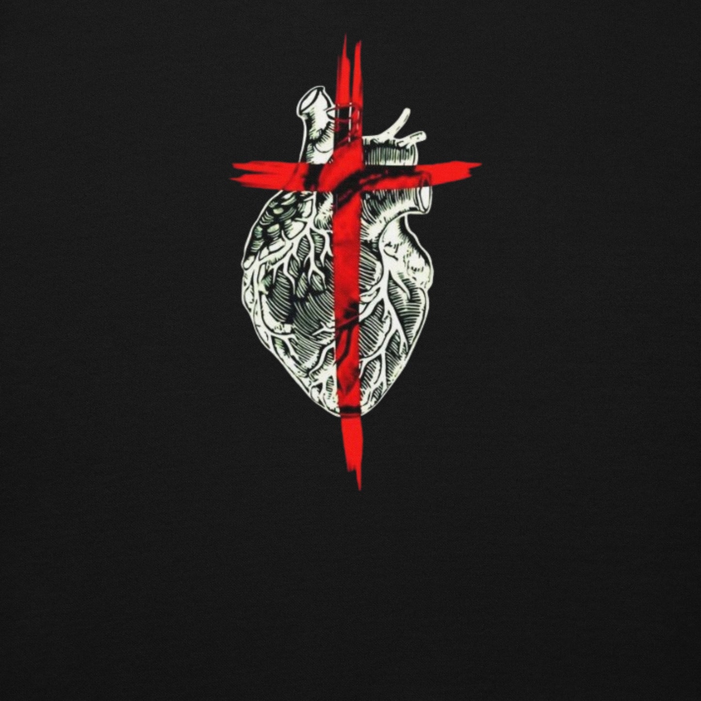 Sudadera con capucha Back Heart Cross Black - Mujer